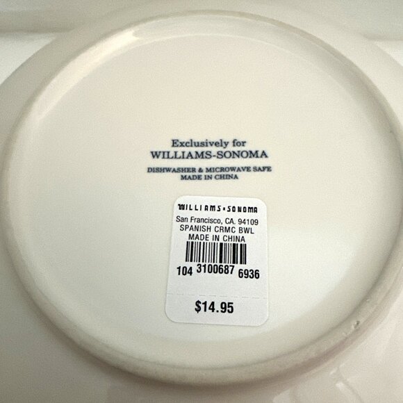 Williams-Sonoma Ceramic Spanish Floral 8" Bowl Discontinued RARE New With Tag - Picture 7 of 7
